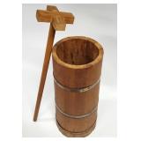 Primitive Wood Cylinder Butter Churn / No Lid