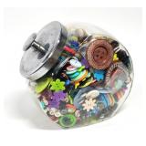Lrg. Clear Glass Canister Jar / Clothes BUTTONS