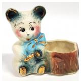 Vtg. Kitsch Ceramic Teddy Bear Planter