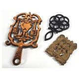 3) Vtg. Cast Iron Kitchen Trivets