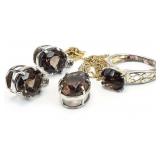 Sterling Silver Smoky Quartz Jewelry 11.91grams