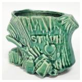 Vtg McCoy Pottery Green Tree Trunk Planter