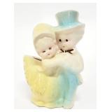 Vtg Pottery Boy in Top Hat, Girl Flower Planter