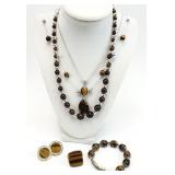 7pc Tigers Eye Costume Jewelry