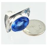 Sterling Silver Oval Blue Tanzanite Ring 18.09g