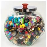 Lrg Clear Glass Canister Jar / Clothes BUTTONS