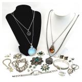 20+pc Silver Tone Costume Jewelry