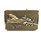 Solid Brass Military A-10 Jet, Plane Belt Buckle