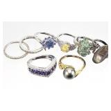 8) .925 Sterling Silver Rings 24.17g