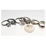 6) .925 Sterling Silver Rings 26.64g