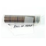 1919-P Roll Lincoln Wheat Pennies, Penny, Coin #1