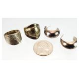 4pc Sterling Silver Earrings, Rings 28.31g