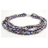 18' Baroque Peacock Pearl Necklace .925 Clasp
