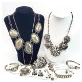 13pc Silver Tone Costume Jewelry