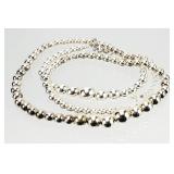 Sterling Silver Beaded Necklace Bracelet 30.89g