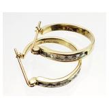 10K GOLD Loop Diamond Earrings 2.00 grams