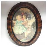 Antique Oval Tiger Strip Convex Glass Framed Print