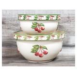 2 Cracker Barrel Cherry Pat. Mixing Nesting Bowls
