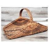 Antique Flat Bottom Hand Woven Flower Basket