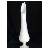 Tall MCM Swung Milk Glass Footed Vase