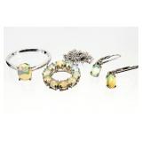 4pc Sterling Silver Ethiopian Opal Jewelry 5.65g
