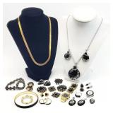22+pc Black Tone Costume Jewelry