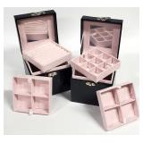 2) Black Faux Alligator Skin Jewelry Boxes