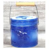 Vtg Cobalt Blue Ironstone Butter Crock & Lid