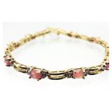 Sterling Silver Fire Opal Tennis Bracelet 9.06g