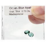 2) Oval Ocean Blue Apatite 0.76ct Gems, Gemstones