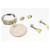 Sterling Silver Opal Stone Ring, Earrings