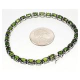 .925 Sterling Silver Peridot Tennis Bracelet 14.6g