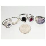 5) Size 8 Sterling Silver Ladies Rings 28.40g