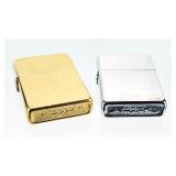 2 Vtg. ZIPPO Gold & Silver Tone Lighters