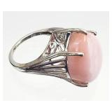 .925 Sterling Silver Sz 8.5 Rose Quartz Ring 7.88g