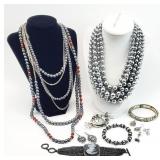 10pc Silver Gray Tone Costume Jewelry, Cameo +