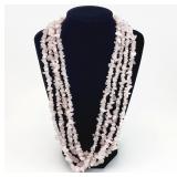 Natural Rose Quartz Multi Strand Necklace Bracelet