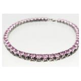 .925 Sterling Silver Pink Tennis Bracelet 12.91g