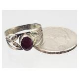 .925 Sterling Silver Natural Garnet Ring 1.87g