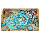 20+pc Turquoise, Coral Colored Costume Jewelry