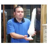20" Tall MCM Swung Milk Glass Footed Vase