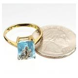 10K GOLD Blue Topaz Ladies Sz 7.5 - RING 2.81g