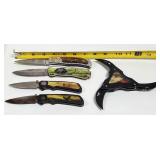 5) Lock Blade Pocket Knives, Wild Life Knife