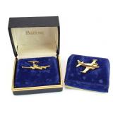 2) Gold Tone Baifour Airplane, Plane Tie Tacs