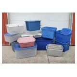 13 Plastic, Rubbermaid Tubs, Storage Bins As-Is