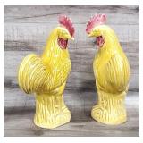 Yellow Majolica Chicken Figurines