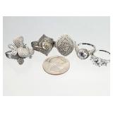 5) .925 Sterling Silver Rings 26.26g