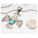 Sterling Turquoise Southwest Thunderbird Necklace