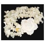 Multi Strand Shell Chip Bracelet w/ Floral Charm