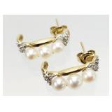 10K GOLD Pearl Earrings 2.95 grams